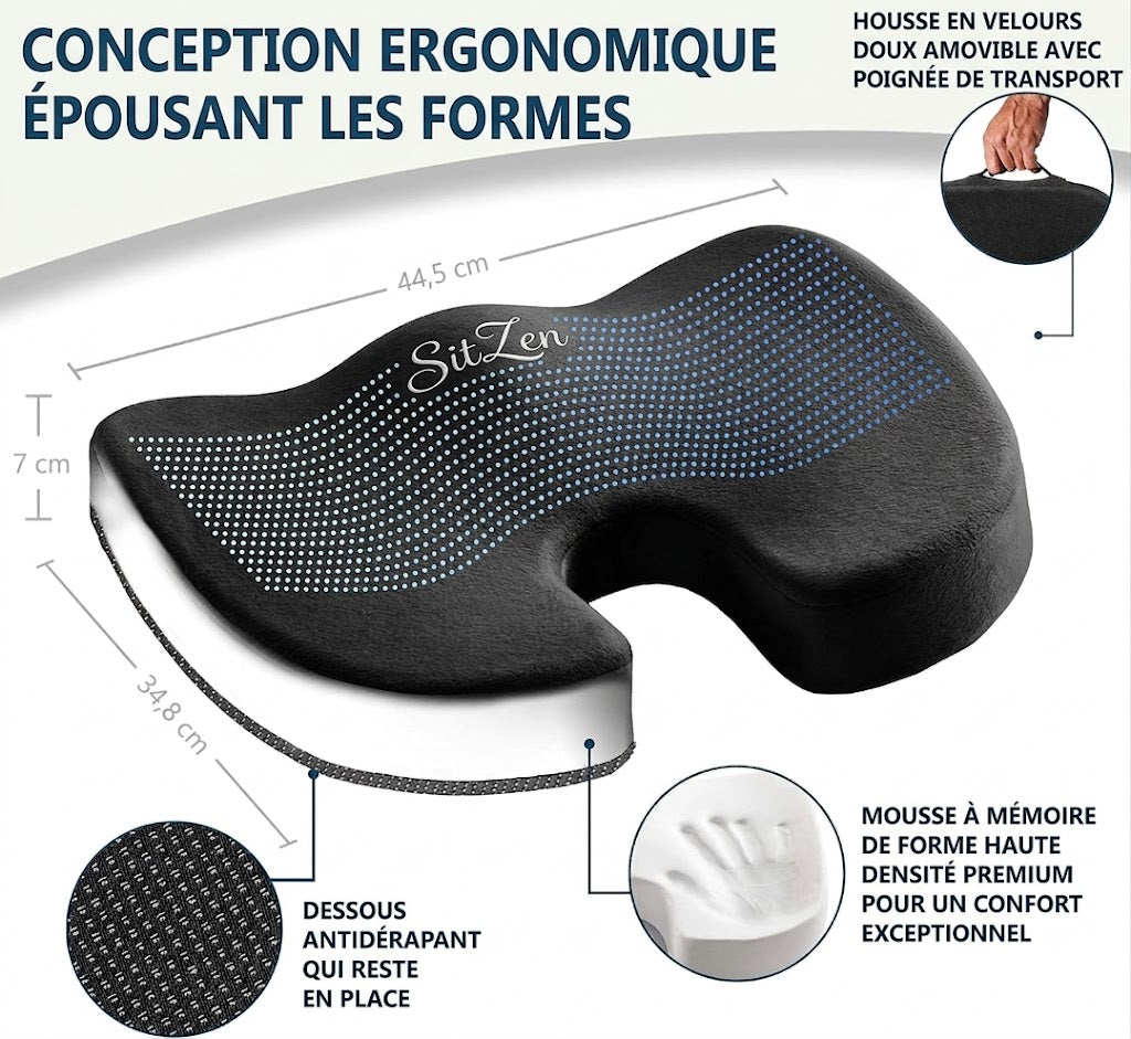SitZen™ — Coussin Orthopédique Mémoire de Forme