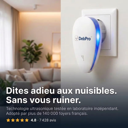 Répulsif antiparasitaire ultrasonique DebPro™ - Éliminez définitivement plus de 14 nuisibles