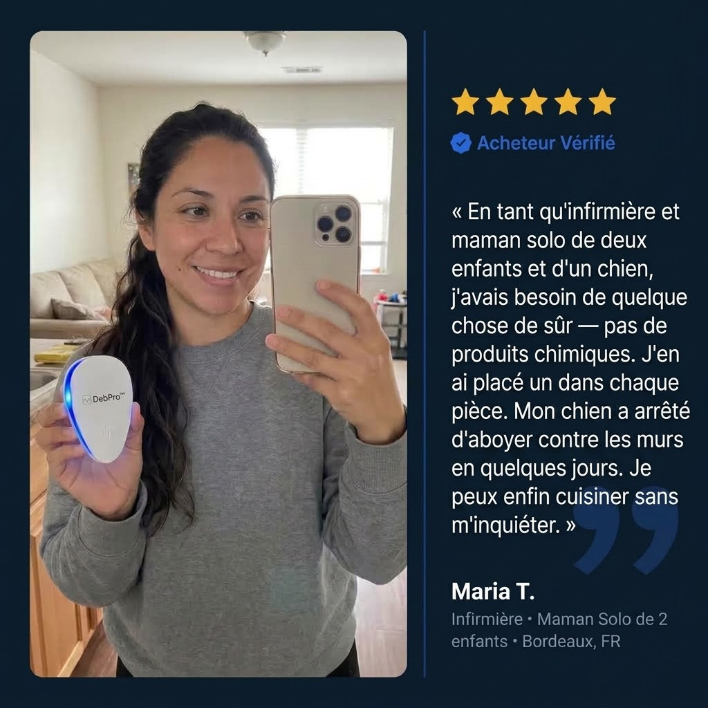 Répulsif antiparasitaire ultrasonique DebPro™ - Éliminez définitivement plus de 14 nuisibles